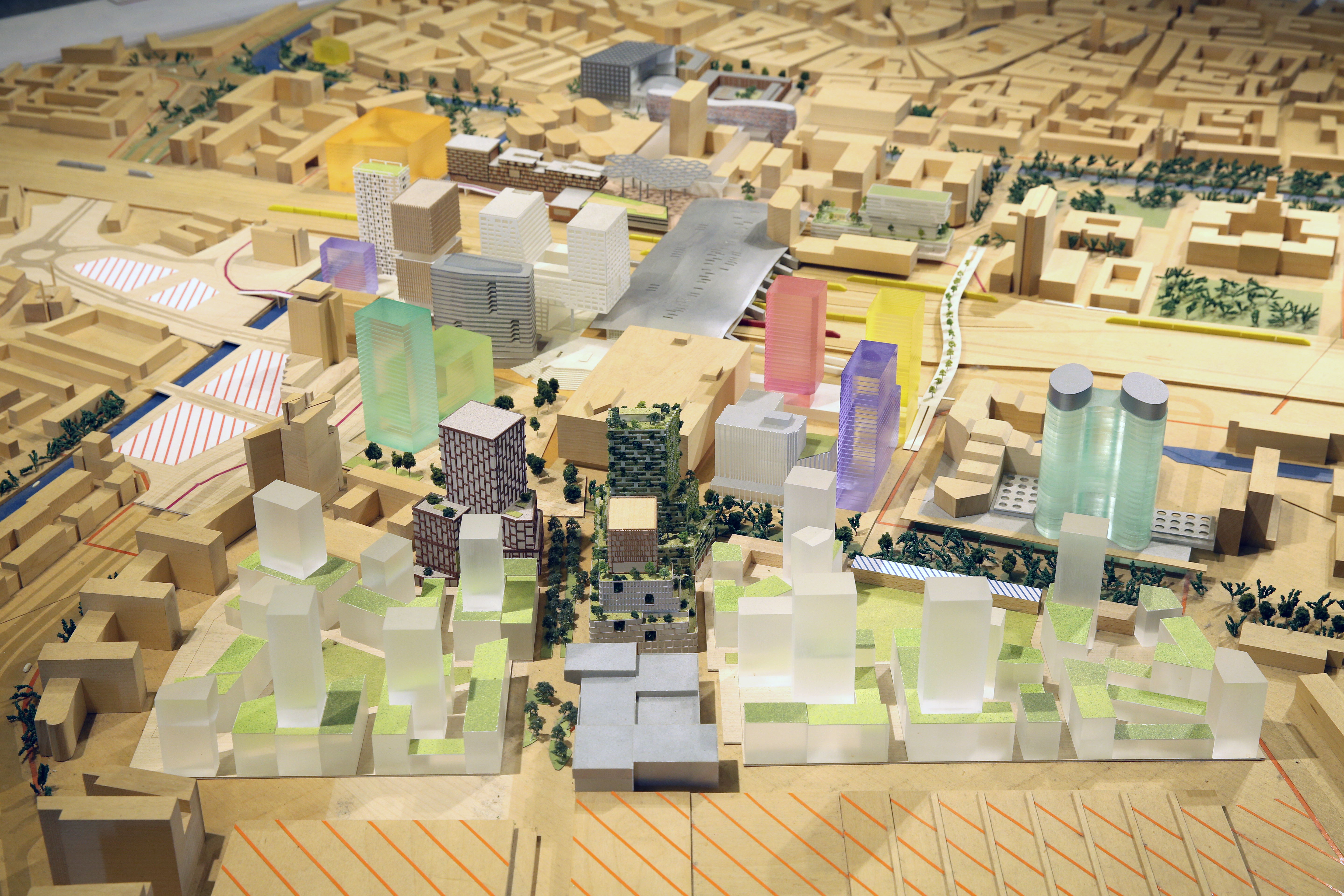 Maquette van het Beurskwartier in wording